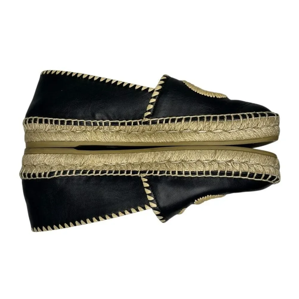 Gucci Charlotte Interlocking G Nappa Leather Espadrille EU 37 Square Toe